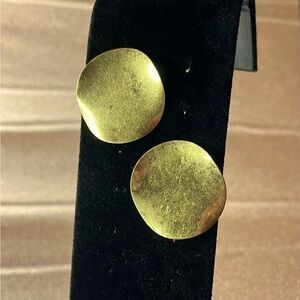 Large Gold Color Round Curved Stud Earrings